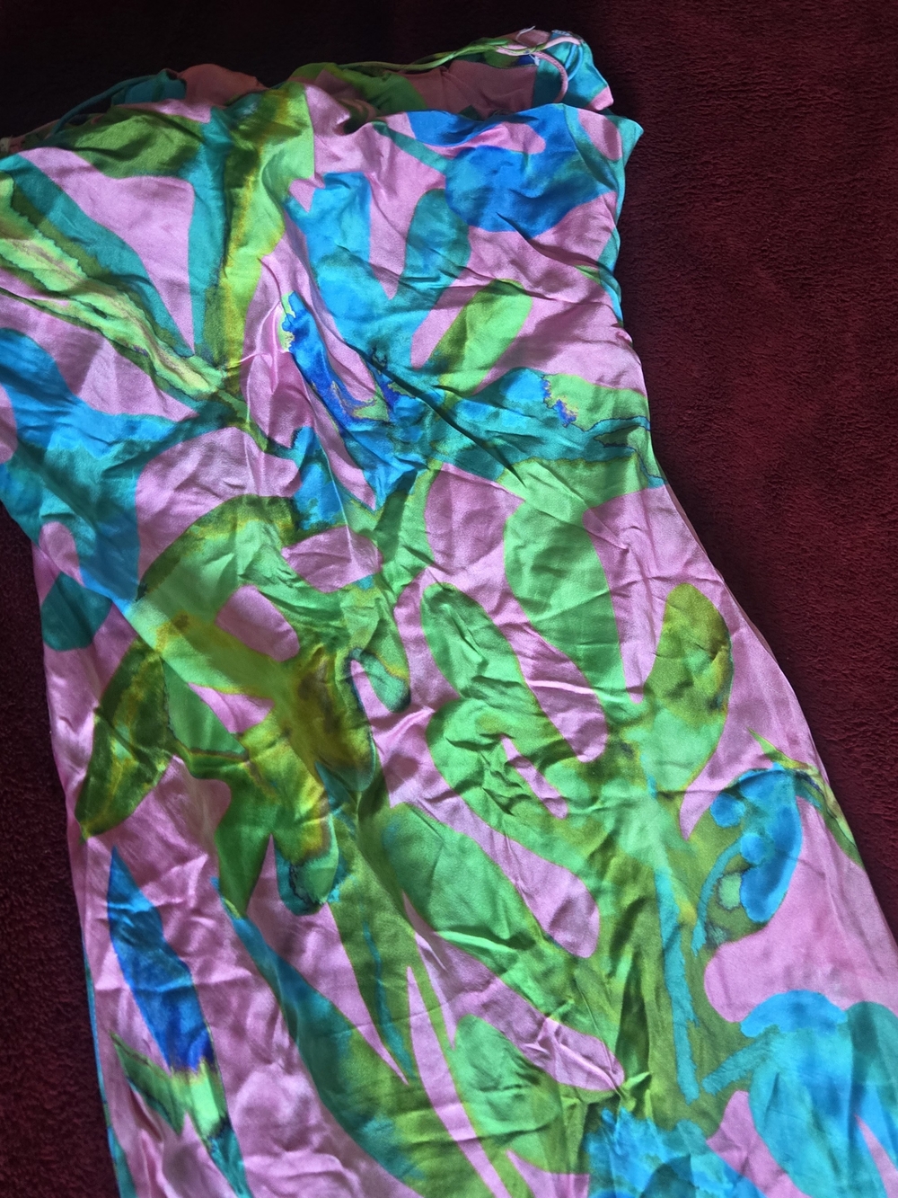 Retrofete Strapless Maxi Dress in Pink, Green & Blue - Picture 6 of 11